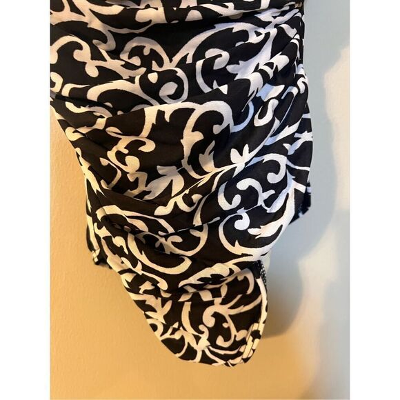 Miraclesuit 6 One Piece Swimsuit Colorblock Baroque Scroll Print Black Shaping - Picture 6 of 10